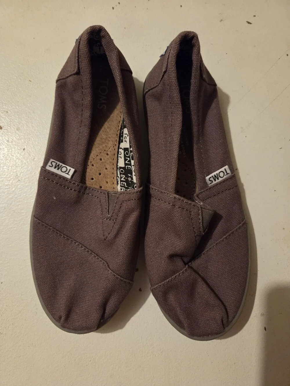 Toms Kids Slip-On Moccasins in Brown Canvas